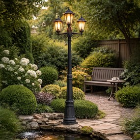 Klasická vonkajšia lampa čierna 3-svetlá IP44 - New Haven