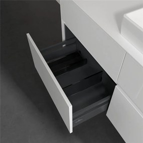 VILLEROY &amp; BOCH Collaro závesná skrinka pod umývadlo na dosku (umývadlo vpravo), 4 zásuvky, 1200 x 500 x 548 mm, Glossy White, C08300DH
