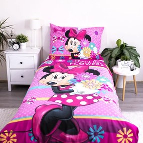 Jerry Fabrics Obliečky Minnie - Minnie - Bows and flowers | 140 x 200 cm / 70 x 90 cm