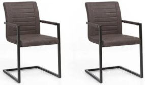 furniture-nabytek.cz - Sada 2 masívnych stoličiek s podrúčkami Picton, hnedá umelá koža / kov