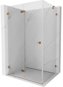 Mexen Lunar-F, 1-krídlový sprchový kút so skladacími dverami, ľavý, 95 x 80 cm, 8mm číre sklo, ružové zlato profil, 836-095-080-60-00-L