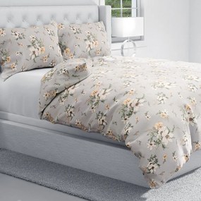 Biante Bavlnené posteľné obliečky Sandra SA-465 Oranžové kvety na sivom Jednolôžko 140x200 a 70x90 cm