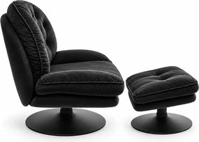 LuxuryForm DESIGN Otočné kreslo LUNA s podnožkou - čierne