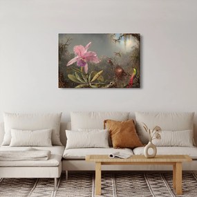 Obraz - Martin Johnson Heade, Cattleya Orchid and Three Hummingbirds, reprodukcia (90x60 cm)