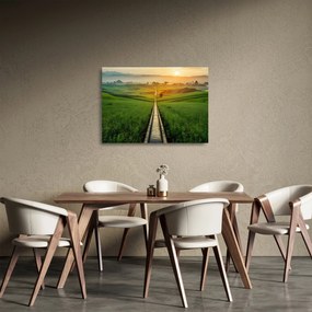 Sklenený obraz - Východ slnka nad údolím (70x50 cm)