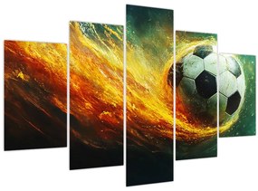 Obraz - Futbalová lopta v lete (150x105 cm)
