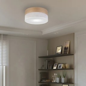 Stropné svietidlo SIRJA WOOD 1xE27/15W/230V pr. 35 cm biela/dub