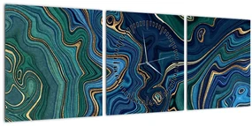 Obraz - Achátový mramor (s hodinami) (90x30 cm)