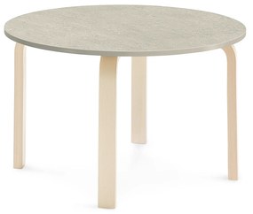 Stôl ELTON, Ø 900x530 mm, linoleum - šedá, breza
