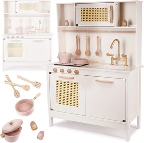 KIK Detská drevená retro kuchynka z MDF s doplnkami BOHO