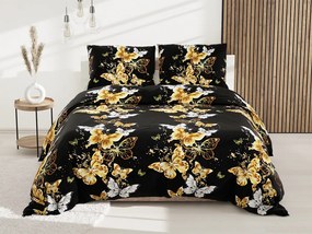 Bavlnené obliečky GOLD BUTTERFLY čierne