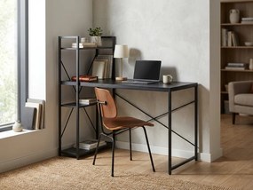 Písací stôl s regálom LOFTY 120x60 cm, čierny