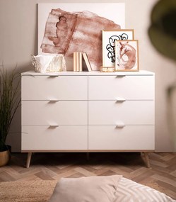 Komoda se 6 zásuvkami Göteborg, bílá/dub sonoma