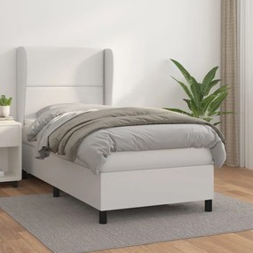 Boxspring posteľ s matracom biela 90x200 cm umelá koža 3128950