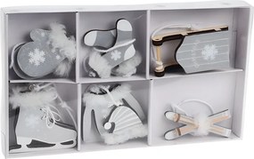 Set zimných ozdôb – strieborný 10 ks