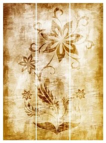 Súprava posuvnej záclony -Drevený kvet -3 panely
