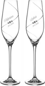 Svadobné poháre na sekt Diamante Silhouette s kryštálmi Swarovski 2 ks