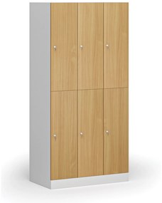 Šatníková skrinka s úložnými boxmi, 6 boxov, 1850 x 900 x 500 mm, cylindrický zámok, laminované dvere, buk
