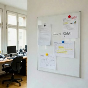 Toptabule.sk Biela magnetická popisná tabuľa v hliníkovom ráme 100x100 cm