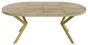 Okrúhly rozkladací jedálensky stôl MARION 100/120 - 176/196 cm  biela matná + zlatá  podnož Rozmer stola: 100 cm