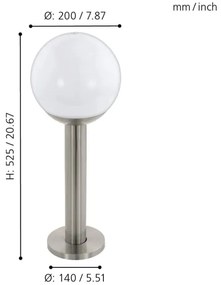 Eglo 97248 - LED stmievateľné vonkajšie svietidlo NISIA-C 1xE27/9W/230V 525 mm IP44