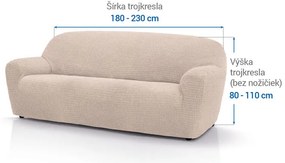 Super strečové poťahy RUBINIA smotanová trojkreslo (š. 180 - 230 cm)