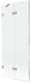 Mexen Lunar, 2-krídlová vaňová zástena ľavá 80 x 150 cm, číre sklo, brúsená oceľ, 897-080-100-97-00-L