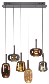 Závesná lampa čierna s viacfarebným sklom vrátane LED 6-svetiel Easylift - Irides
