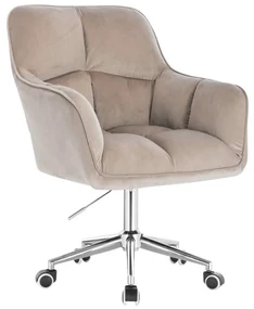 LuxuryForm DESIGN Kreslo AMALFI VELUR na striebornej podstave s kolieskami - latte