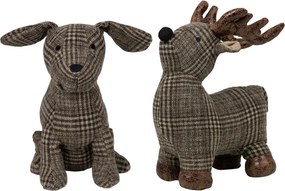 Šedo-hnedá dverná zarážka jeleň Deer - 25*21*26 cm