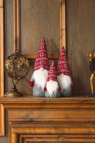 Vánoční skřítek ELF 019 - 40 cm červený/šedý