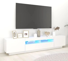 TV skrinka s LED svetlami biela 200x35x40 cm 3081906