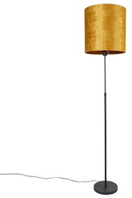Stojaca lampa čierna so zlatým tienidlom 40 cm nastaviteľná - Parte