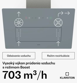Klarstein SleekAir digestor, A+++, 717 m³/h, dotykové ovládanie, LED, 60 cm