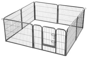 8 panelová ohrádka pre psov a domáce zvieratá, šedá | FEANDREA