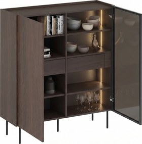 Dvojdverová vitrína Dunari 120 cm s ukrytými zásuvkami - dub dunin