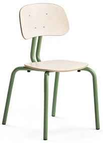 Školská stolička YNGVE, so 4 nohami, zelená, breza, V 460 mm