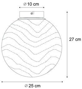 Dizajnové stropné svietidlo mosadz s bielym presvetleným sklom - Pillon