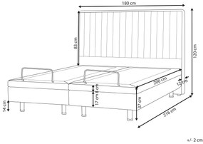 Polohovateľná čalúnená posteľ 180 x 200 cm sivá DUKE II Beliani