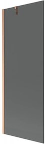 Mexen Next, 1-krídlová vaňová zástena 70 x 150 cm, 6mm šedé sklo, medená matná, 895-070-000-00-40-65