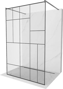 Mexen Kioto, sprchová zástena Walk-In 100 x 200 cm, 8mm sklo čierny vzor, grafitový profil, 800-100-002-66-78