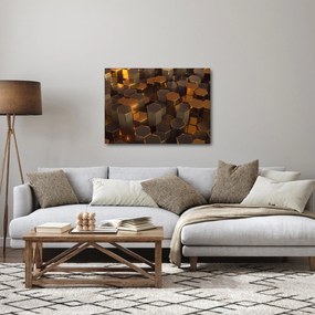 Obraz - Bronzové hexagóny (70x50 cm)
