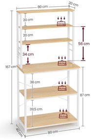 Kuchynský policový regál MARGE hnedá/biela