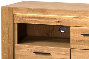 Televízny stolík Velvet II 25 161 cm z masívu s LED osvetlením dub prírodný