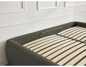 Tmavozelená čalúnená dvojlôžková posteľ s úložným priestorom/bez čela s roštom 180x200 cm Inera – Bobochic Paris