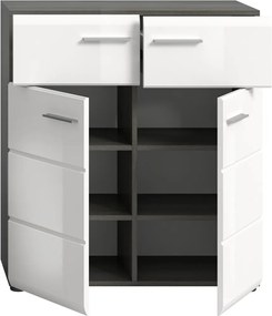 Predsieňová zostava Salsa (4-dielna), sivý dub/biela lesk