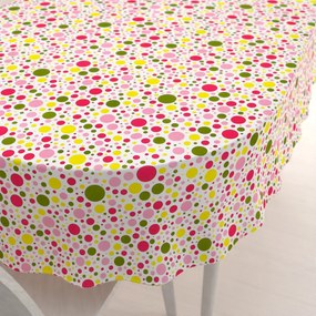 Biante Bavlnený oválny obrus Sandra SA-209 Ružové a žlté bodky na bielom 140x200 cm