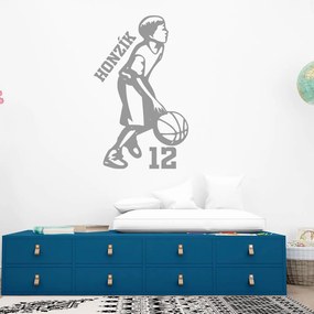 Veselá Stena Samolepka Malý basketbalista Farba: šedá, Veľkosť: 60 x 37 cm