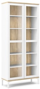 Biela/v prírodnej farbe vitrína v dekore duba 89x203x36 cm Roomers – Tvilum