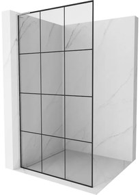 Mexen Kioto L, sprchová zástena Walk-In 120 x 200 cm, 8mm číre sklo čierny vzor, chrómový profil, 800-120-103-01-77